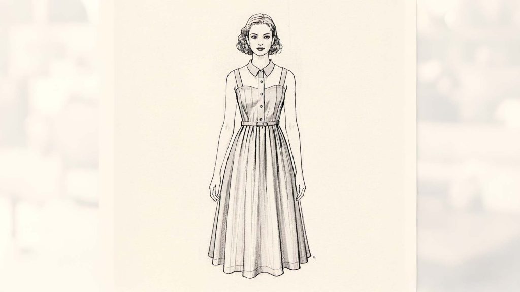 the sketch of a strip design dress